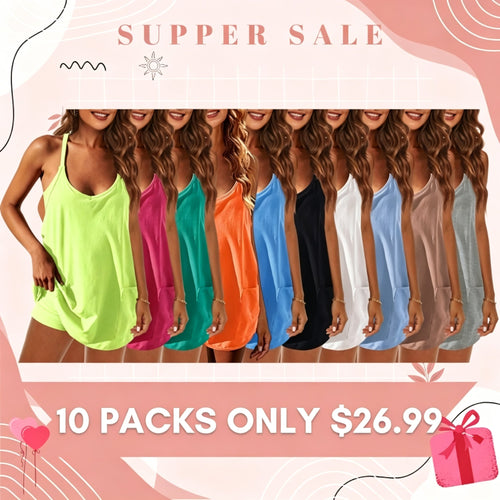 Special Sale❤️Women's Summer Sleeveless Mini Dress V Neck Spaghetti